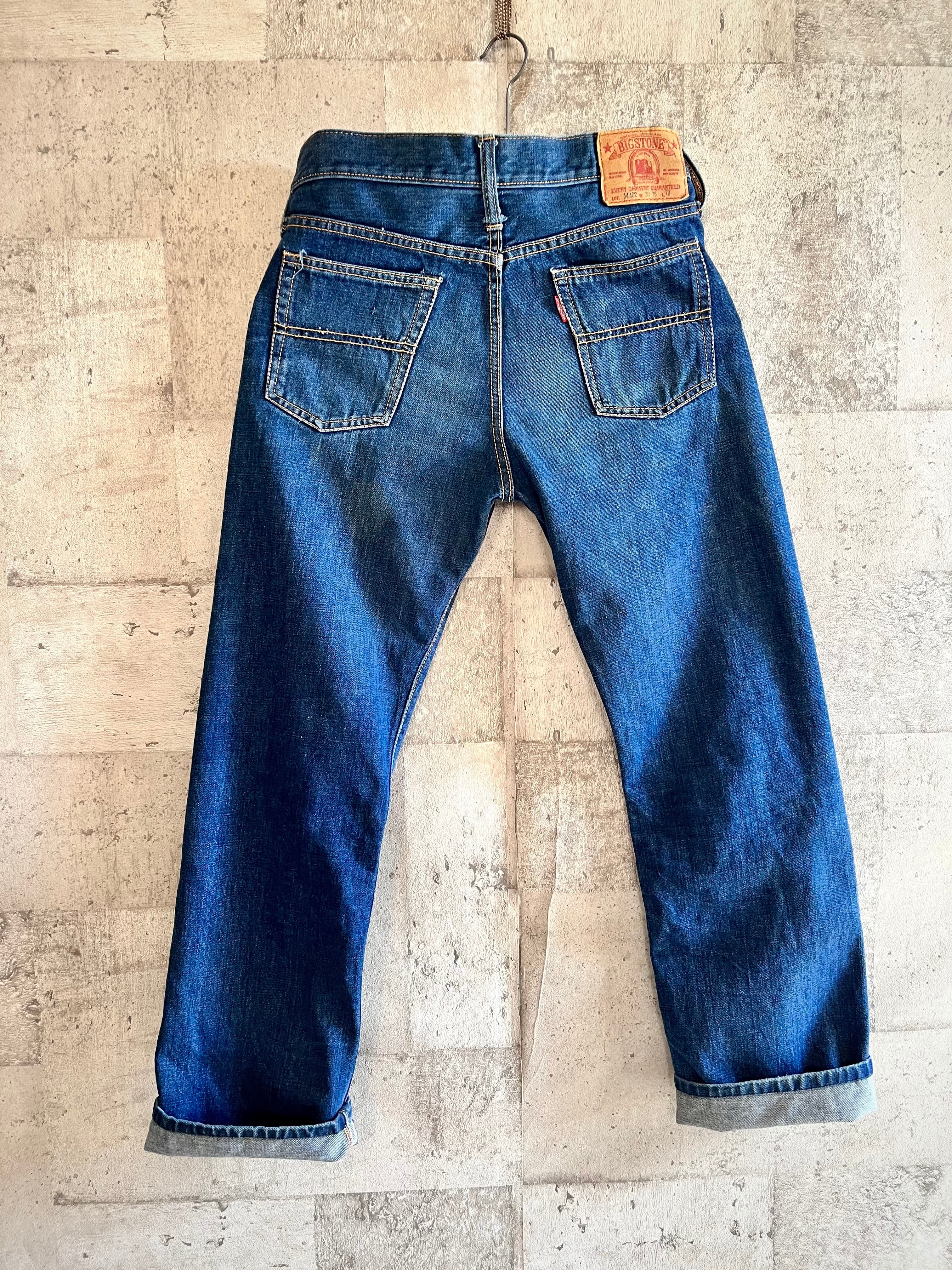 60s-70s BIGSTONE RED-LINE 5PKT INDIGO DENIM STRAIGHT OLD VINTAGE 