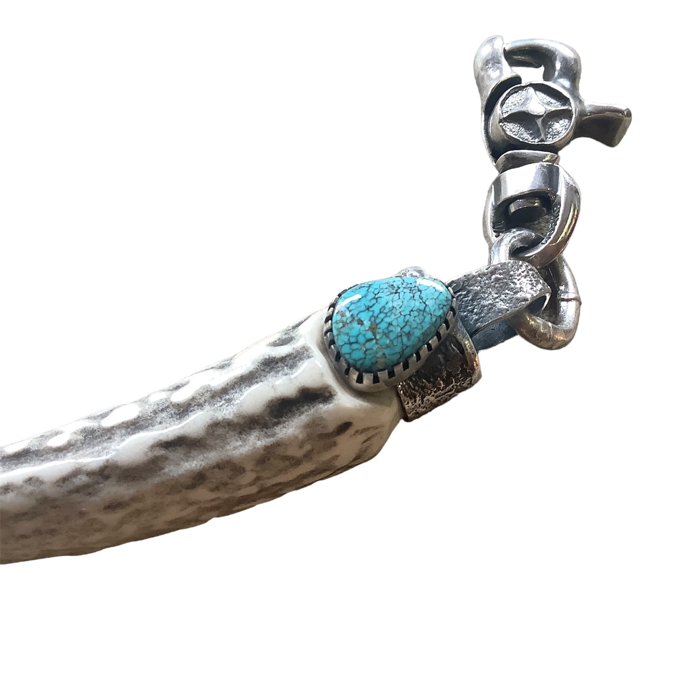 ナンバー8ターコイズハンドメイドチェーンインディアンジュエリー