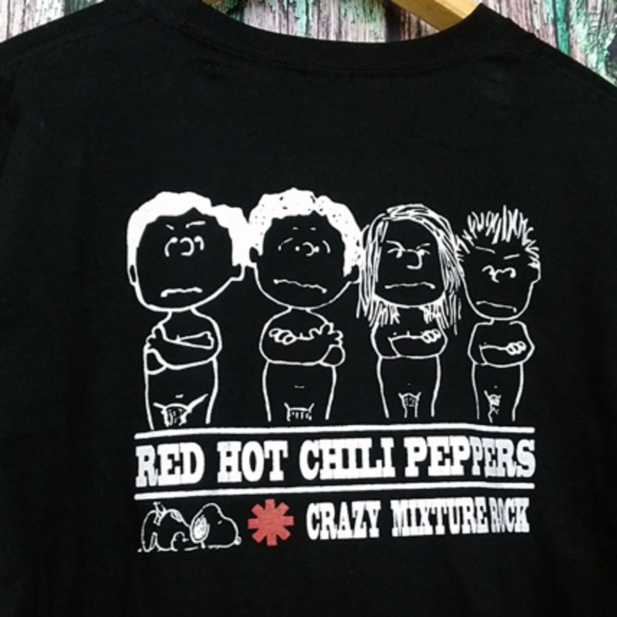 レッチリ＆スヌーピー 半袖黒色 Tシャツ 選べる6サイズ S,M,L,XL,XXL  