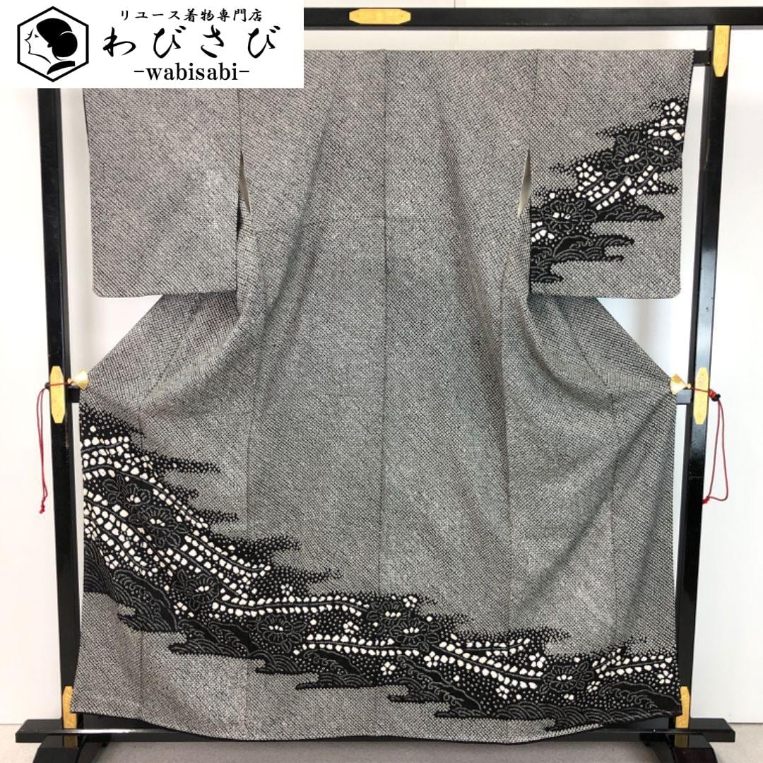 ☆ 黒留袖 作家物 御所車 流水 花模様 金彩 金糸 トールサイズ K-5909 黒留袖 作家物 御所車 流水 花模様 金彩 金糸 トールサイズ K-5909