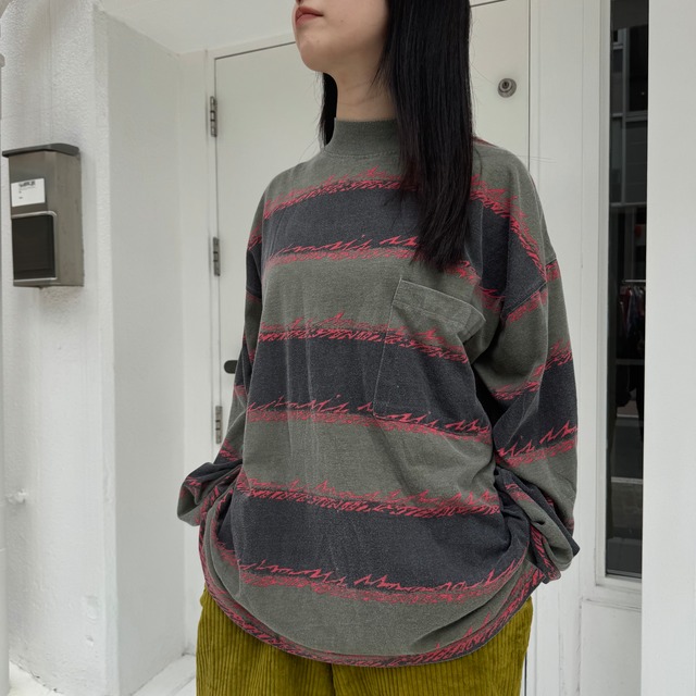 -PERMIT- 90's design border l/s T-shirt