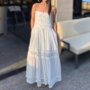 embroidered lace camisole tiered dress　2litr05271