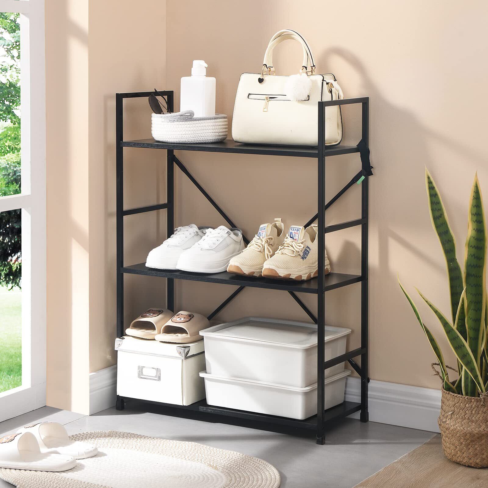 ブラックメタルラック ガラス棚付き ブラックメタルラック ガラス棚付き ボックスシェルフ】どこにでも設置