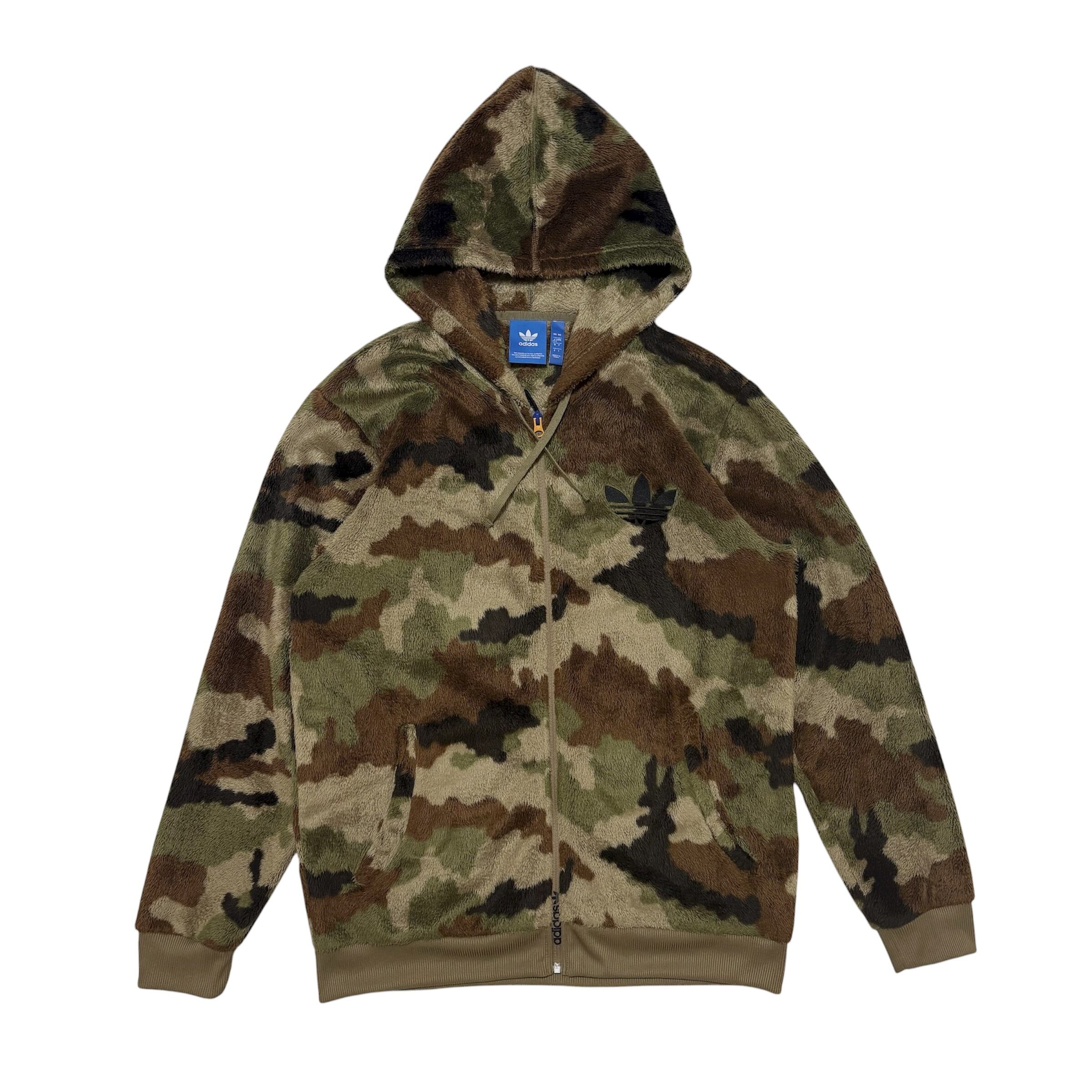 中古 アディダスオリジナルス adidas Originals 迷彩 フリース ジップパーカー クリーニング済み メンズ 2XO