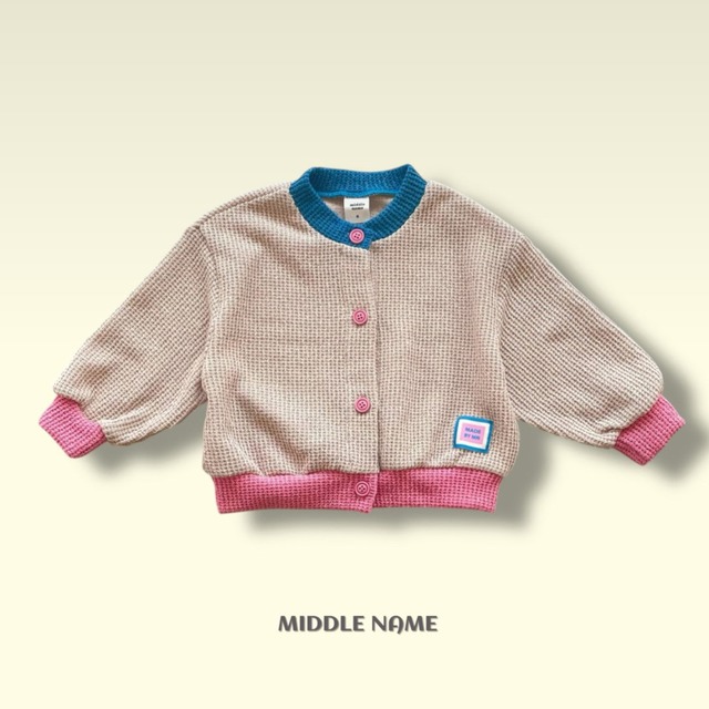 《送料無料》予約:配色ブロックカーディガン【MIDDLENAME】※ジュニアサイズ