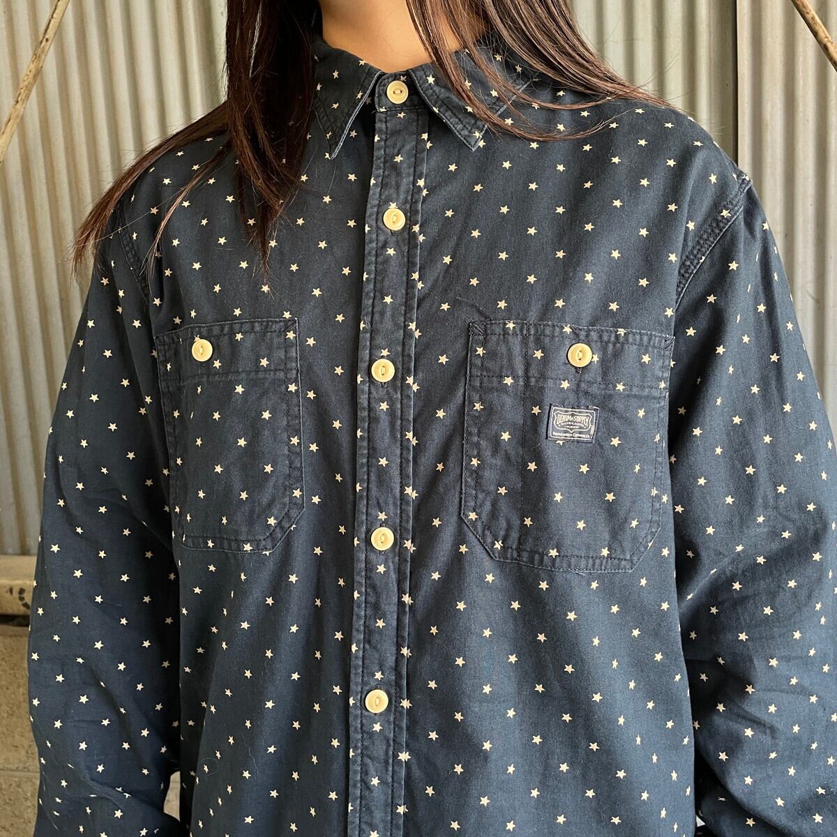 DENIM＆SUPPLY 星 総柄 長袖シャツ メンズXL 古着 ワークシャツ 【長袖