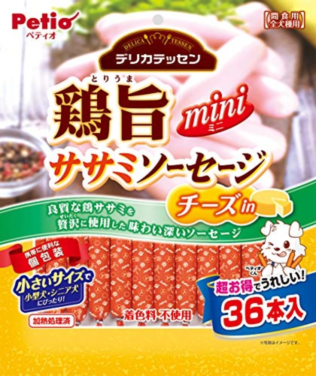 ペティオ (Petio) デリカテッセン 鶏旨 ミニ ササミソーセージ チーズin 36本入