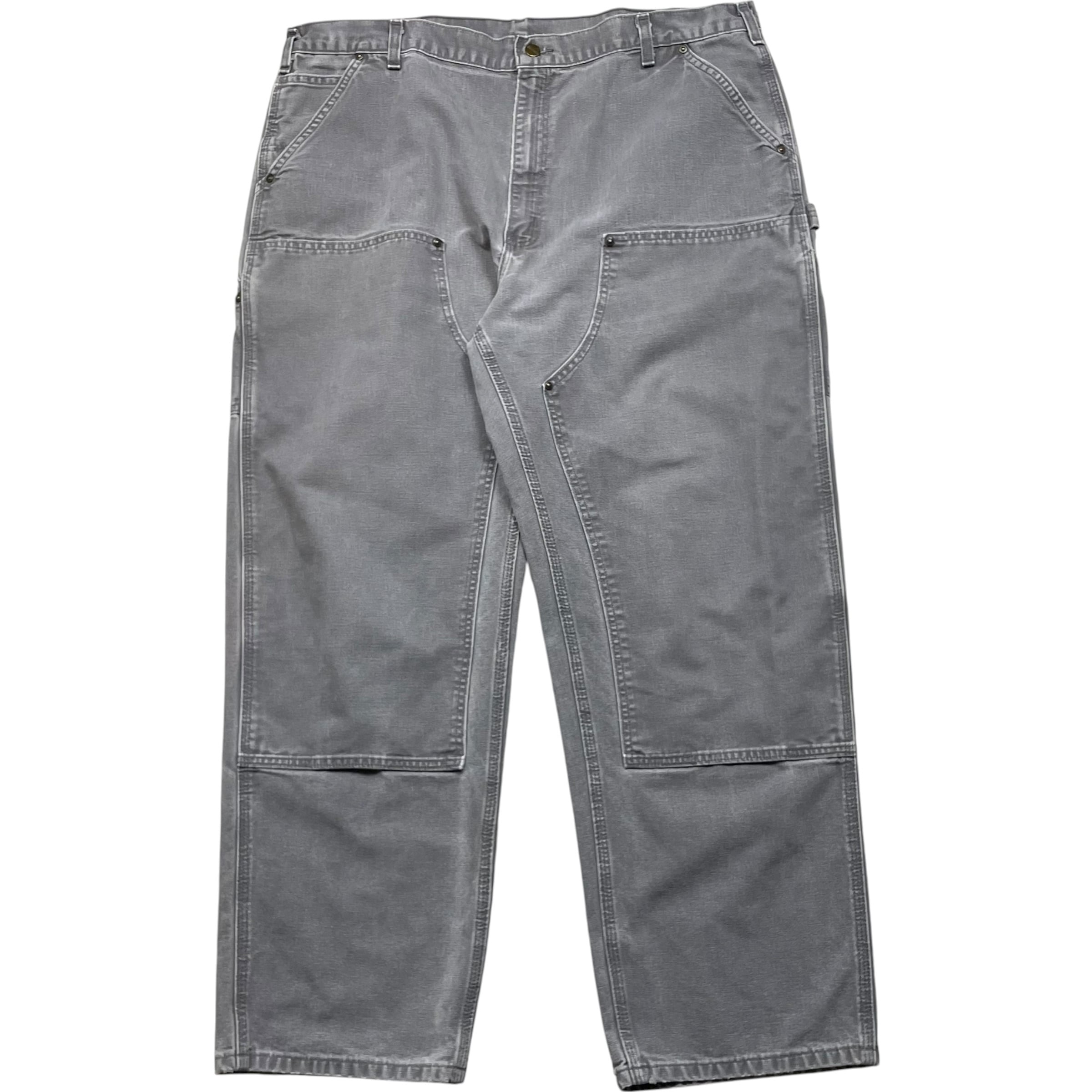 《実寸W42L31》Carhartt カーハート ダブルニー ワークパンツ ペインターパンツ 状態◎ グレー no.10391