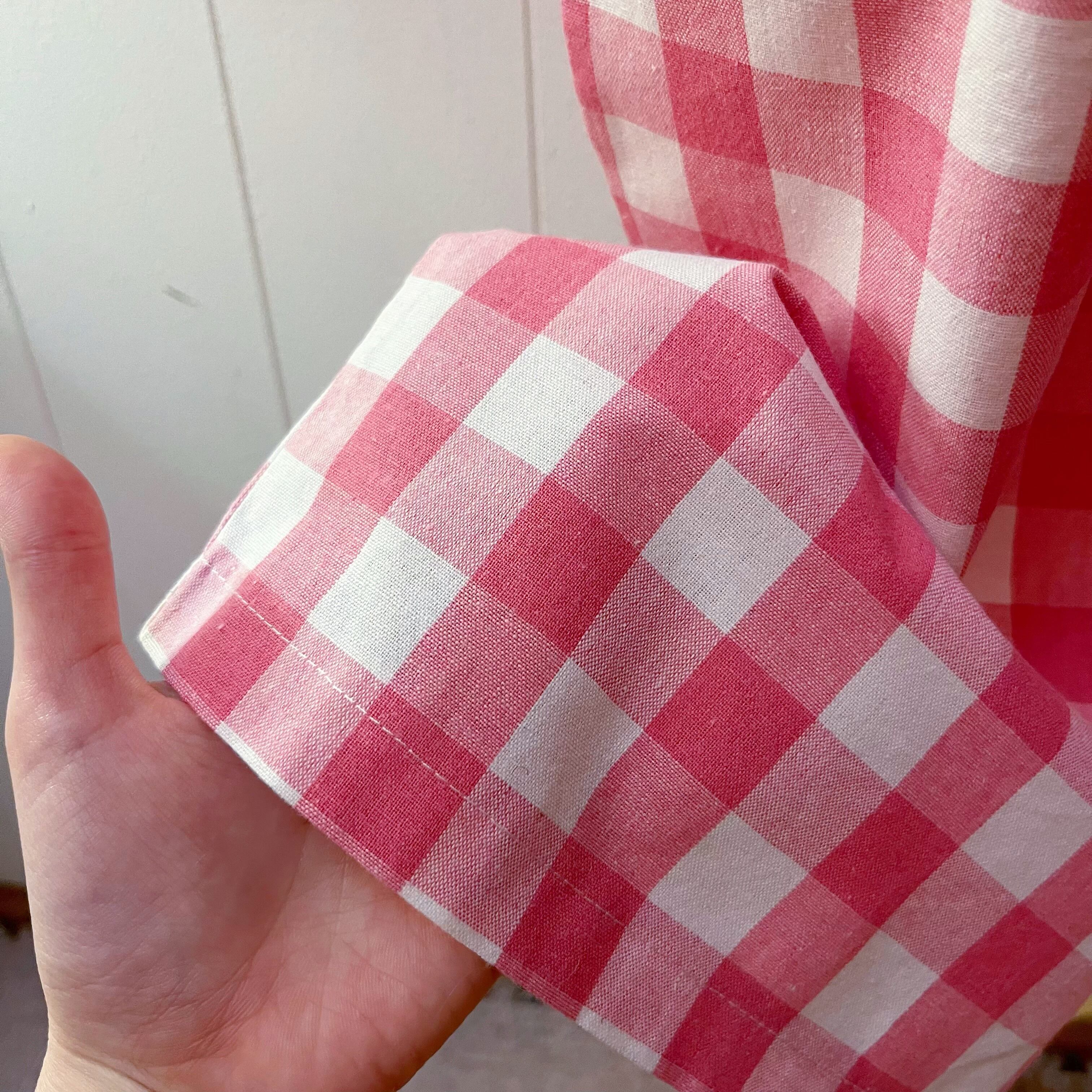 pink block check pants
