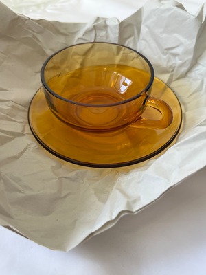vintage amber cup & saucer