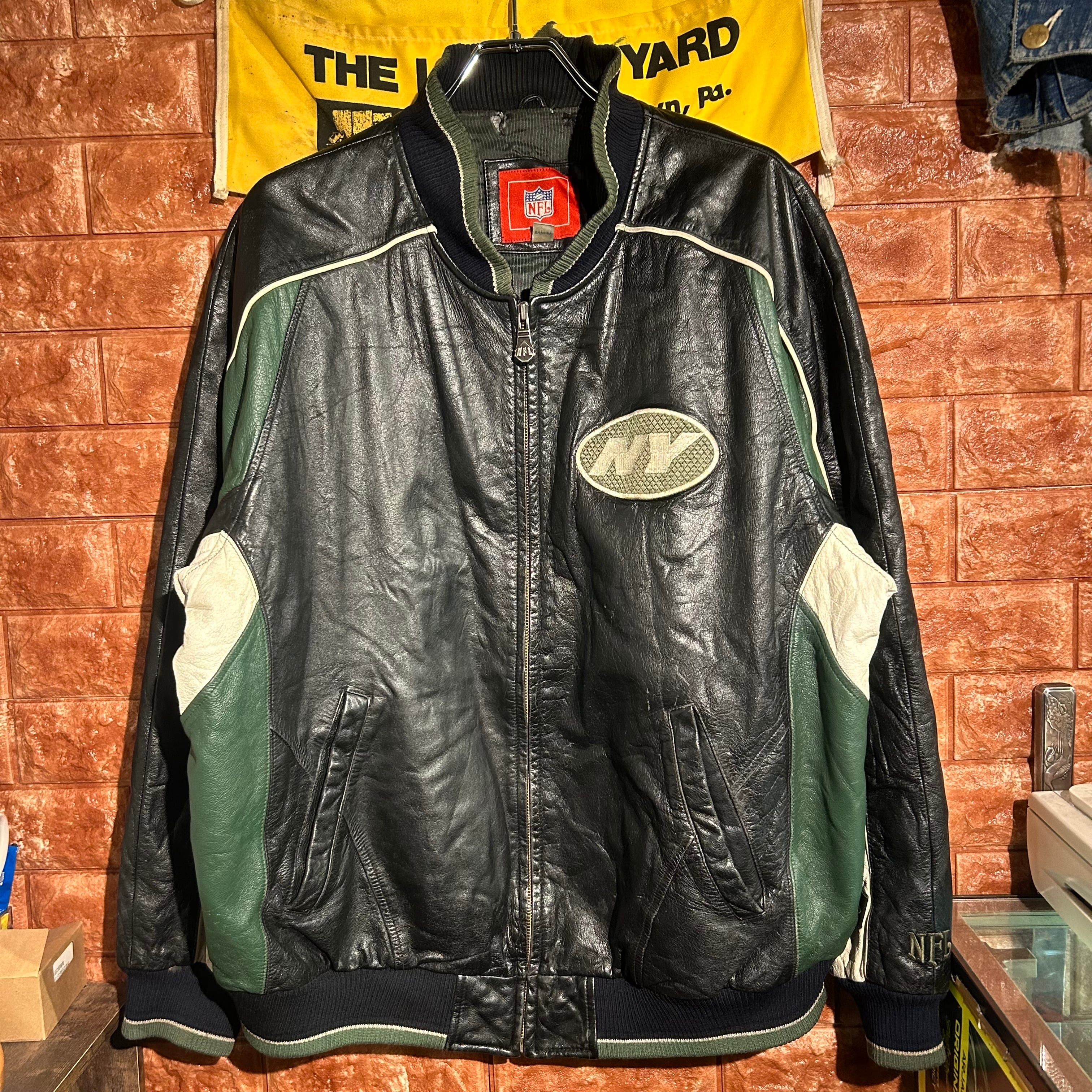 90〜00s】NFL NY JETS stadium leather jacket | Johnson Market