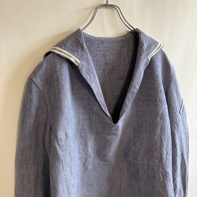 50〜60's フランス軍 ラミーセーラーシャツ リネン ビンテージ ユーロ