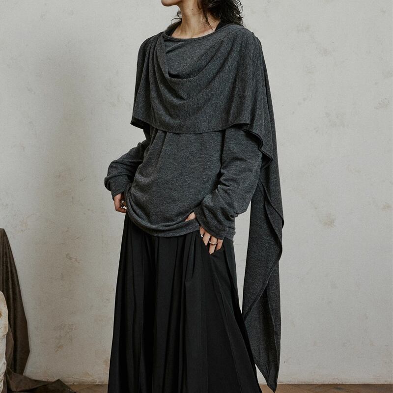 ドレープ 長袖 オーバーサイズ プルオーバー 3color MTO0422