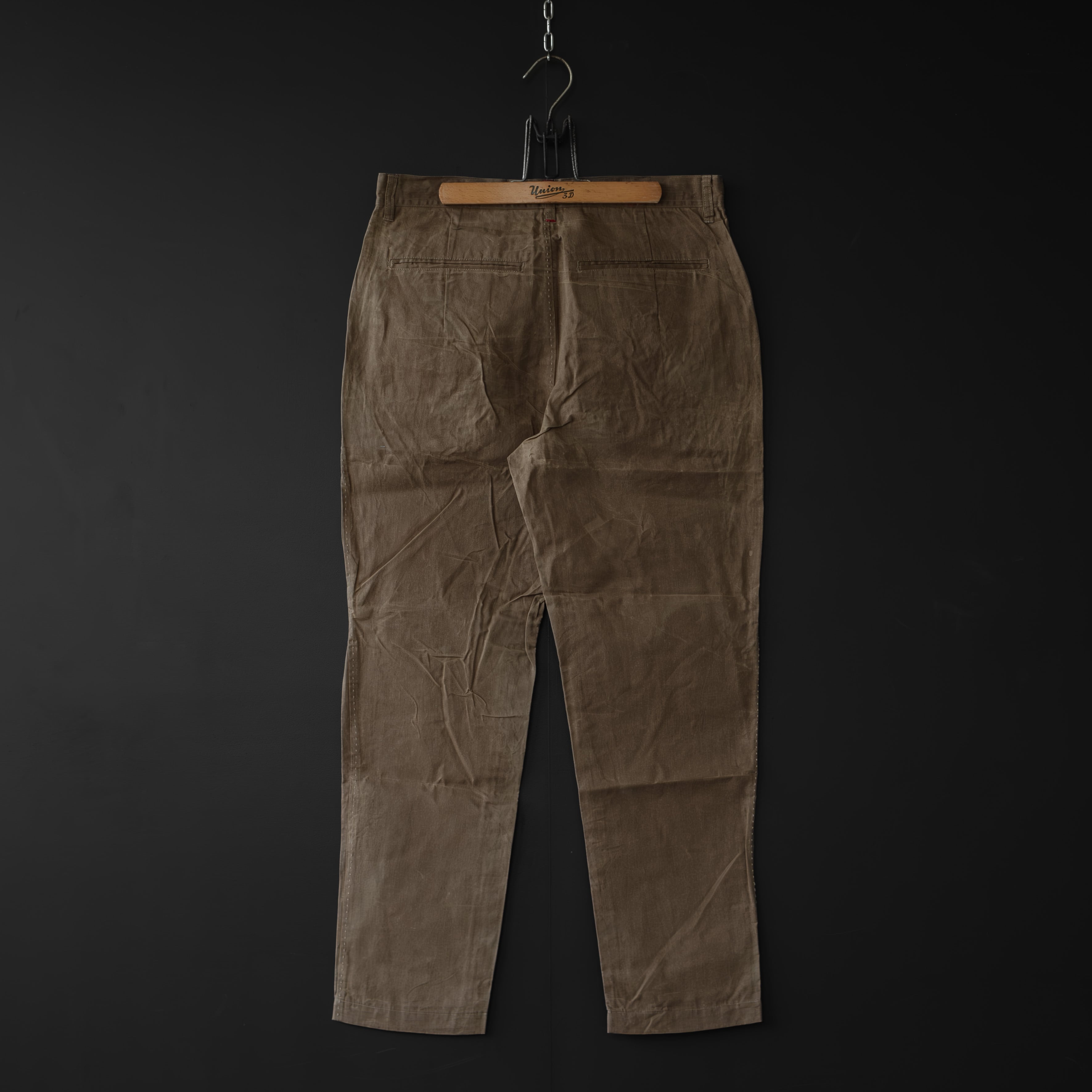 anri＊確認用 unre:count】 AMF stitch paraffin cotton pants (brown) | dros dro