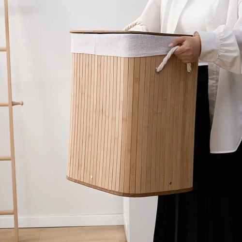 ランドリーバスケット ランドリー収納 衣類収納 蓋付き スリム 幅30cm 木製 おしゃれ 北欧