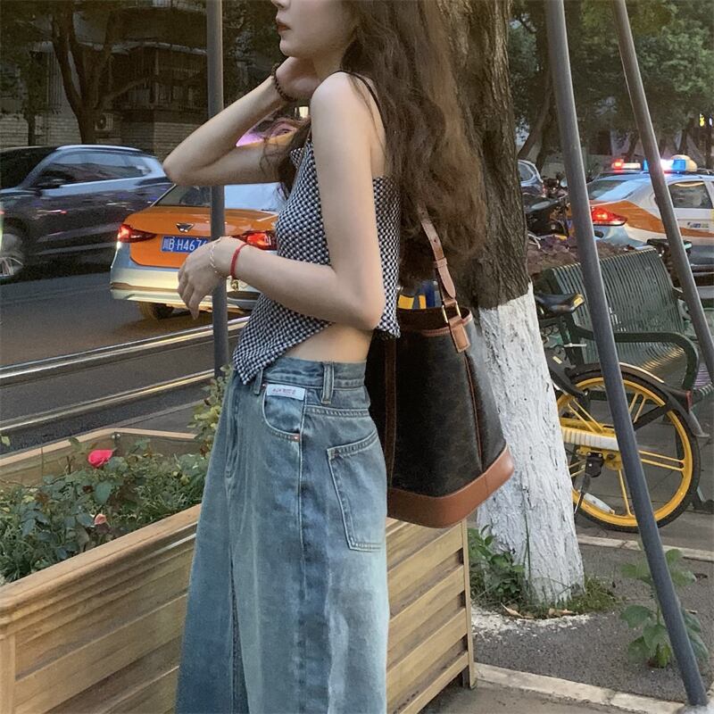 格子柄サマーショート薄手バックノースリーブトップス 大人ガーリー スウィート キュート カジュアル 夏物 モンロー93060834292