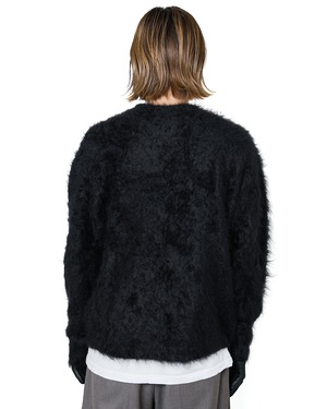 ssstein "CASHMERE SHAGGY KNIT  V NECK CARDIGAN〔BLACK〕"