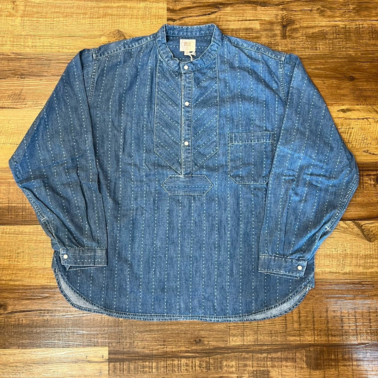 インプレストア【IMPRESTORE】Fisherman Shirt(5.5ozPOPLIN)Pinst米ripe / Riceman★(★Vintagewash) - 1