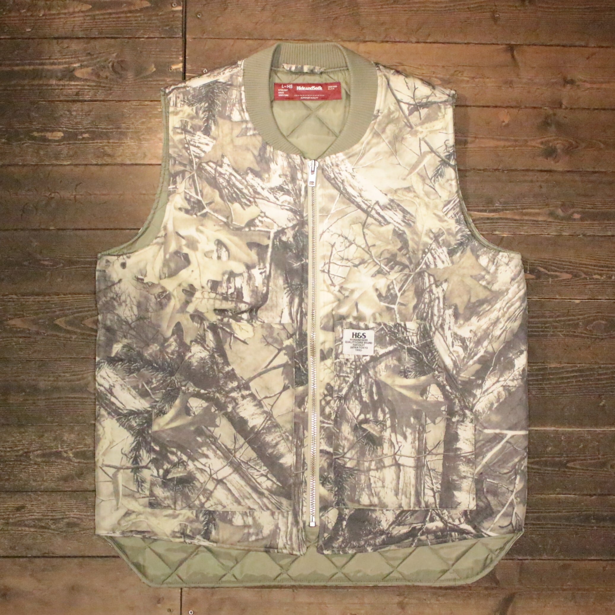 P*a様 Ｍ BK HideandSeek　Camo Zip Work Vest HideandSeek - 【ラスト1点-サイズL】 Camo Zip Work Vest - BLK Camo