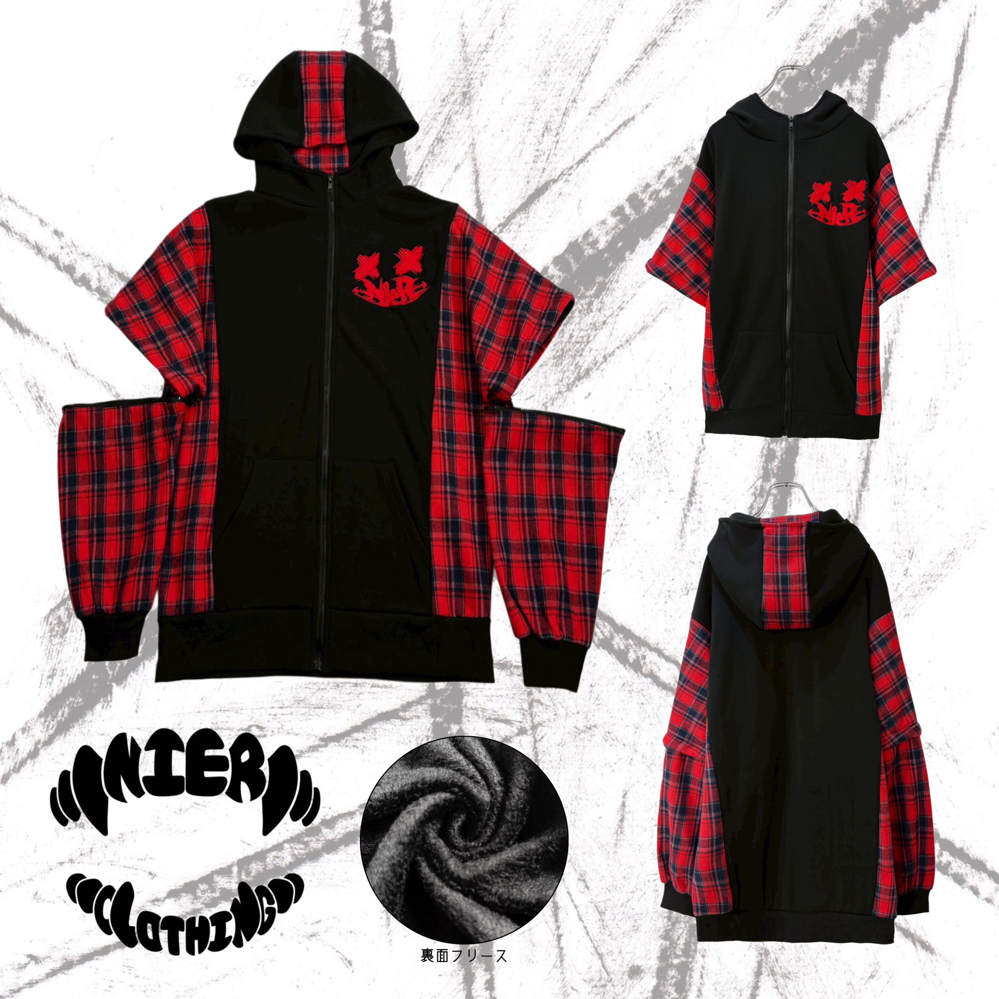 ドルマン風内側フリースZIP OUTER【RED CHECK】 | NIER CLOTHING