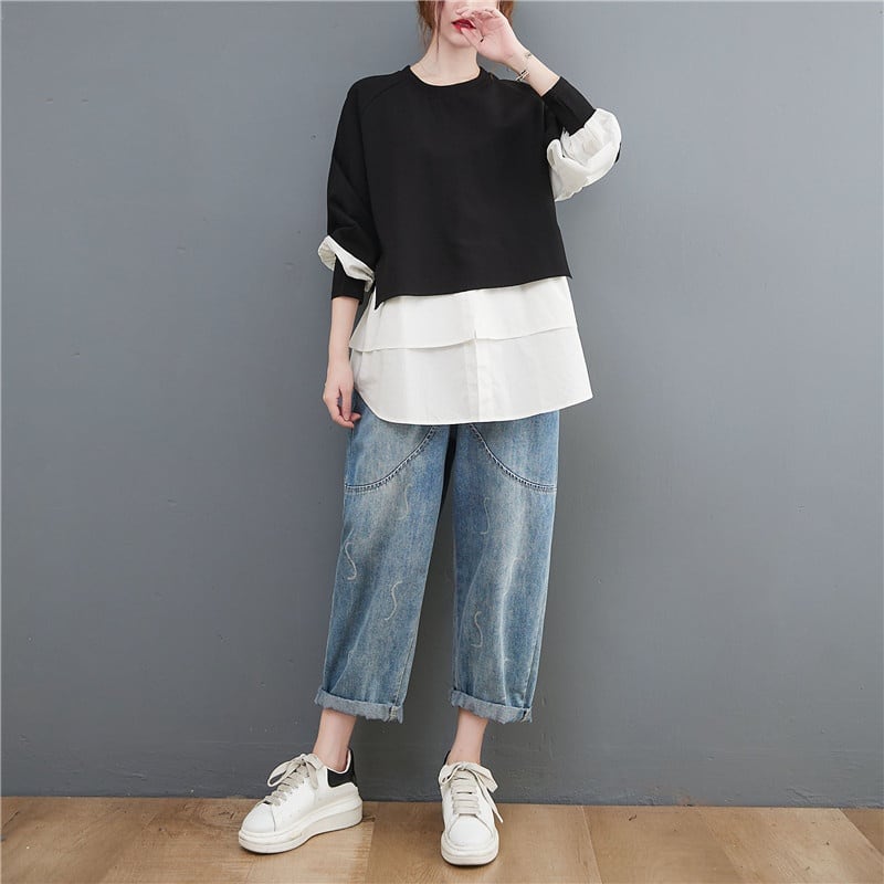 Mode Pullover Oversized Pullover Cropped Pullover aus Korea 