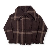 上下セット 慈雨 ジウ センソユニコ チェック柄 セットアップ ジャケット & ウール スカート サイズ 40 /ダークブラウン/日本製