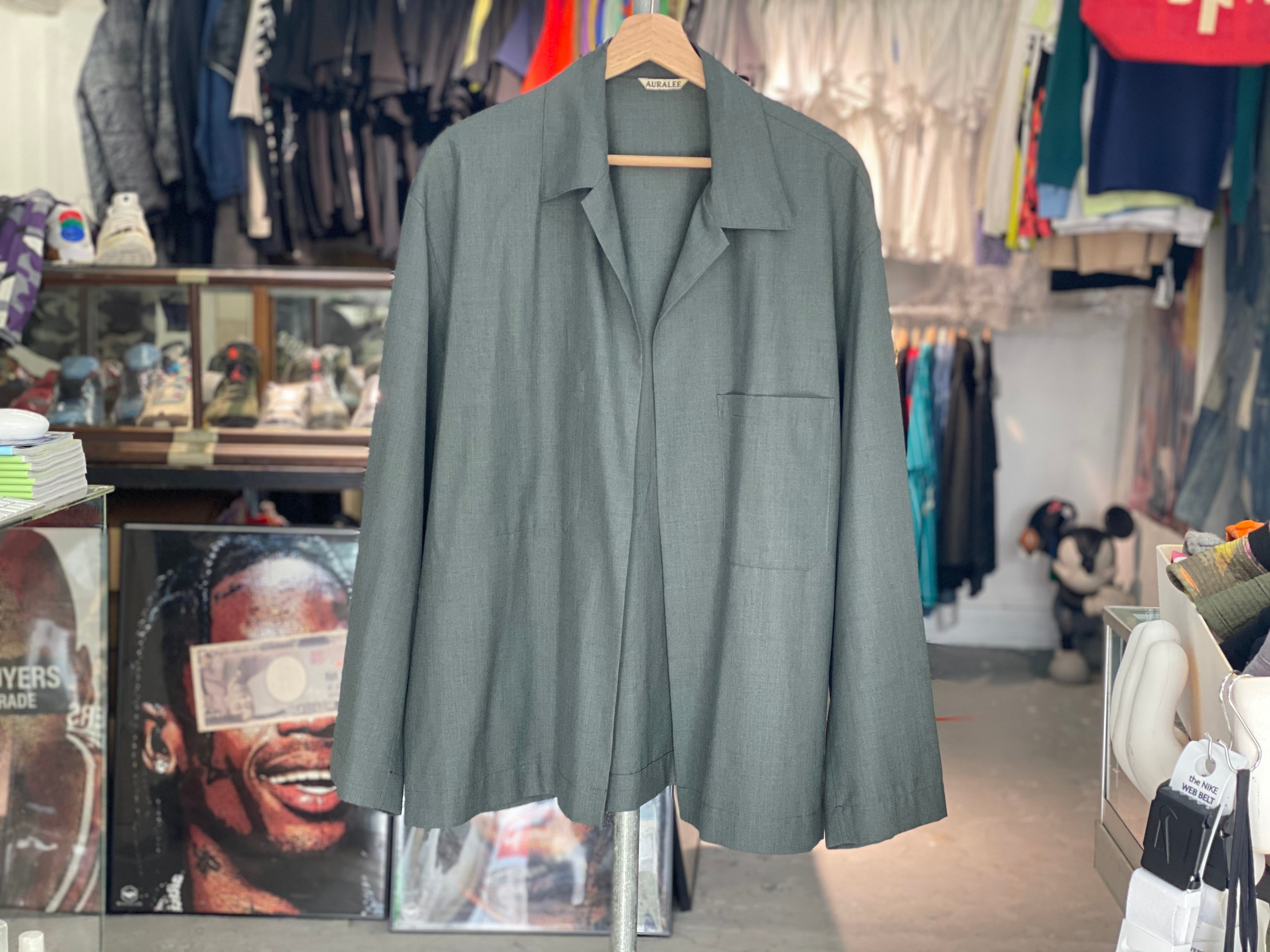 AURALEE WOOL SILK TROPICAL SHIRTS JACKET OLIVE 4 90KA2380 | BRAND  