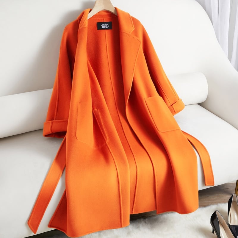 カラーオレンジ美品✨ lelian カシミヤ コート 綺麗なオレンジ