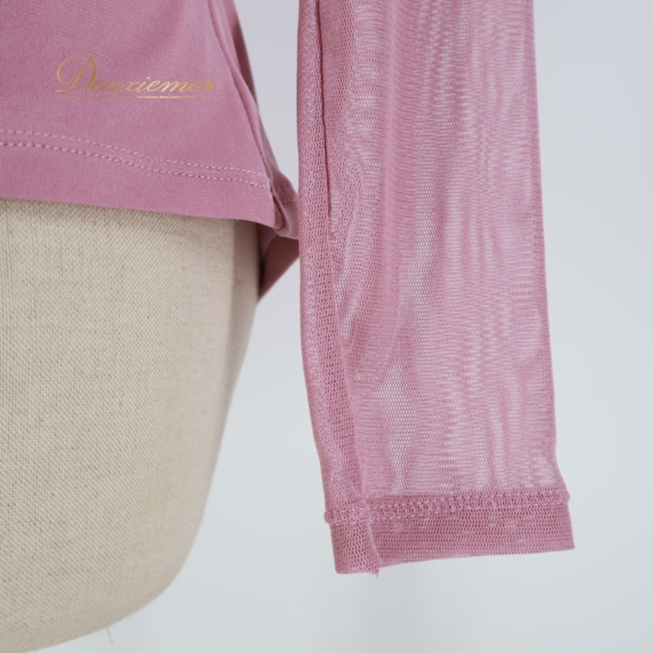 社交ダンス 衣装 トップス ブラウス ピンク系 チャコット Chacott ラインストーン メッシュ生地 透け感 ストレッチ 伸縮 レッスン 練習 上品 スカーフ 華やか キラキラ 落ち着いた色 かわいい 長袖 ダンス衣装 シルバー系