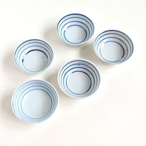 【016】ブルーストライプ茶碗 (一個)大正　/ Blue Stripe Cups / Taisho Era
