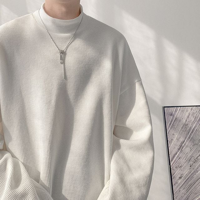 予約販売】タートルネック ワッフル ロンT セーター 重ね着