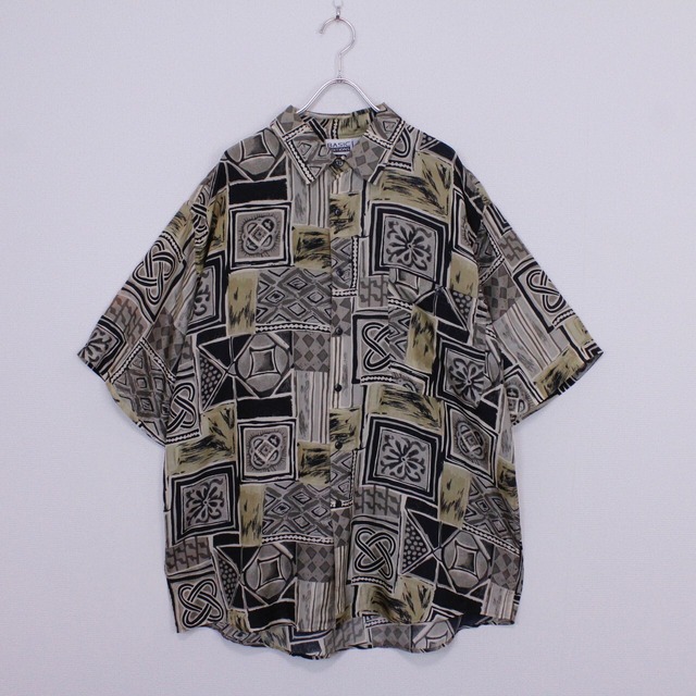 【Caka act2】Artistic Pattern Vintage Loose Silk S/S Shirts