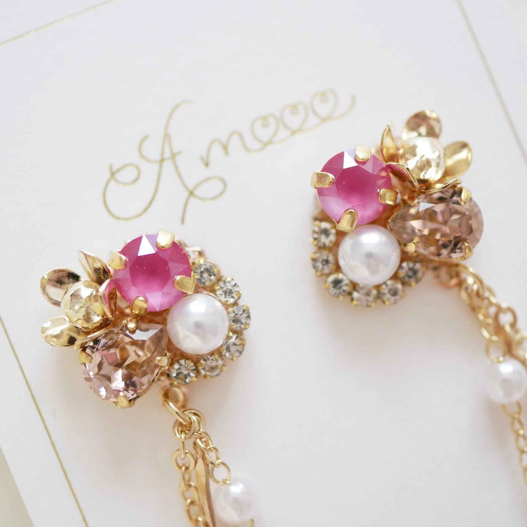 344 オータムゴールドパールウェーブピアス イヤリング Amooo