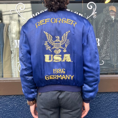 希少 80s 1986年 REFORGER USA サテン スーベニアジャケット GERMANY スカジャン ツアージャケット NATO合同演習 ヴィンテージ 70s 52