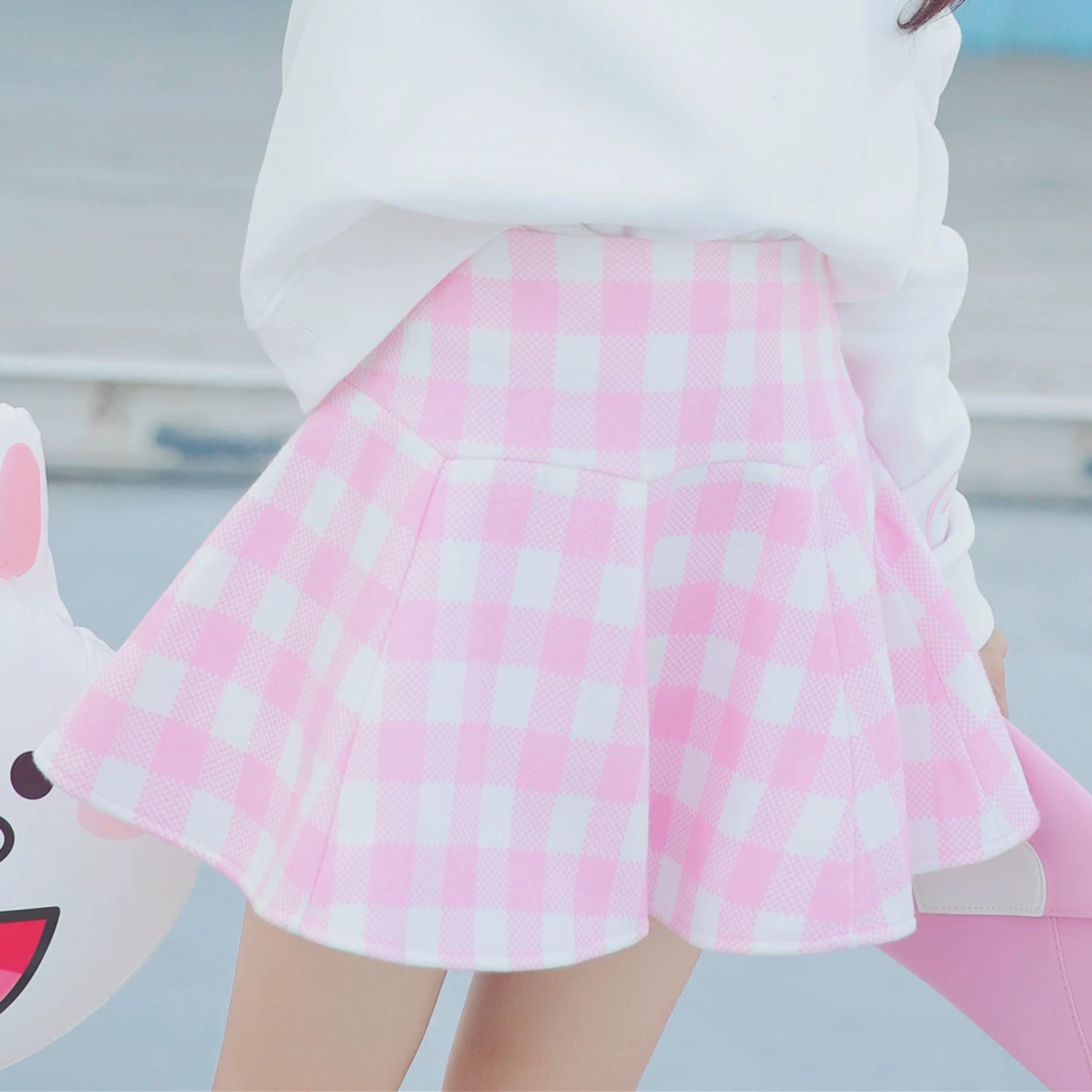 ギンガムチェック 可愛い 姫 ピンク 原宿 ミニスカート ガーリー