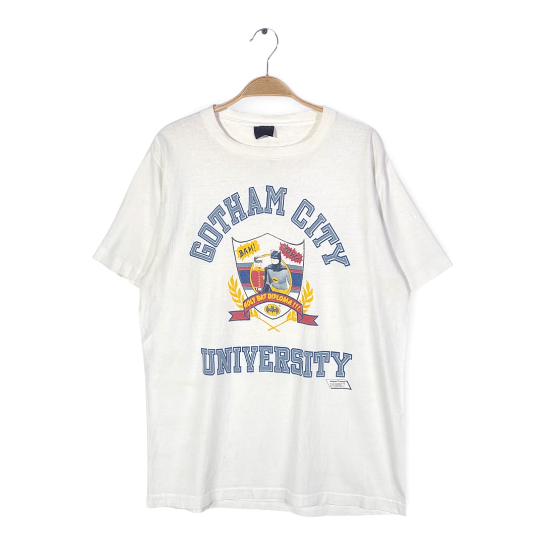 80s バットマン ロビン USA製 ヴィンテージTシャツ カレッジ シングルステッチ GOTHAM CITY ホワイト サイズXL相当 古着 BB0784