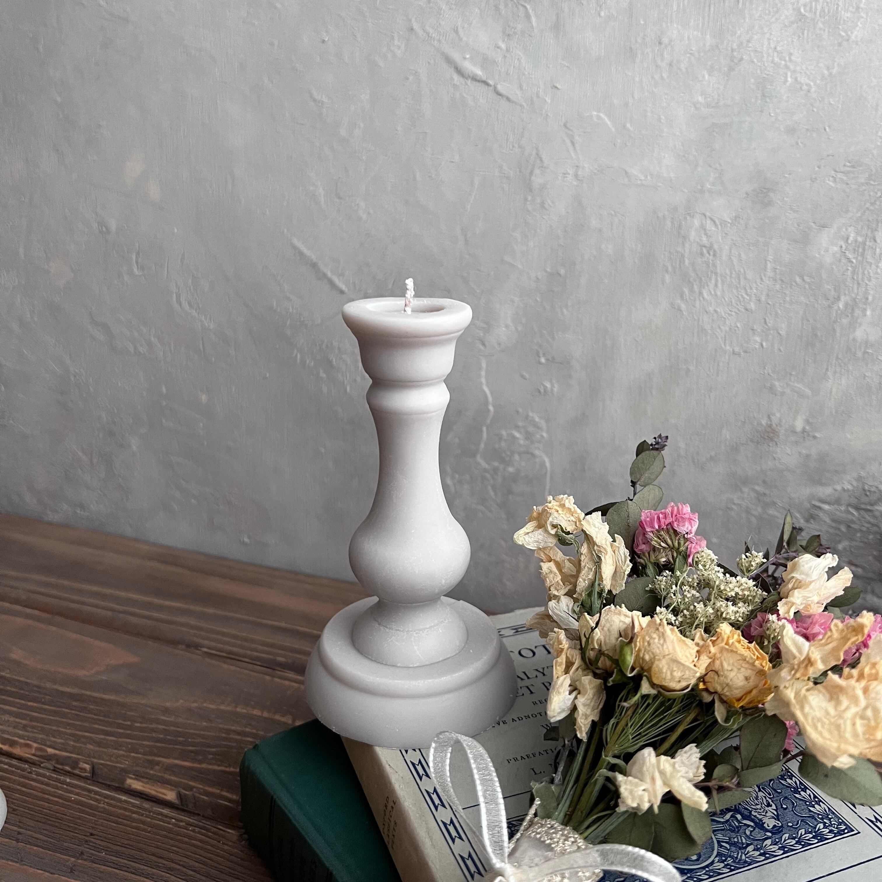 送料込キャンドルスタンドグレーシャビー花置物キャンドルホルダーバラ