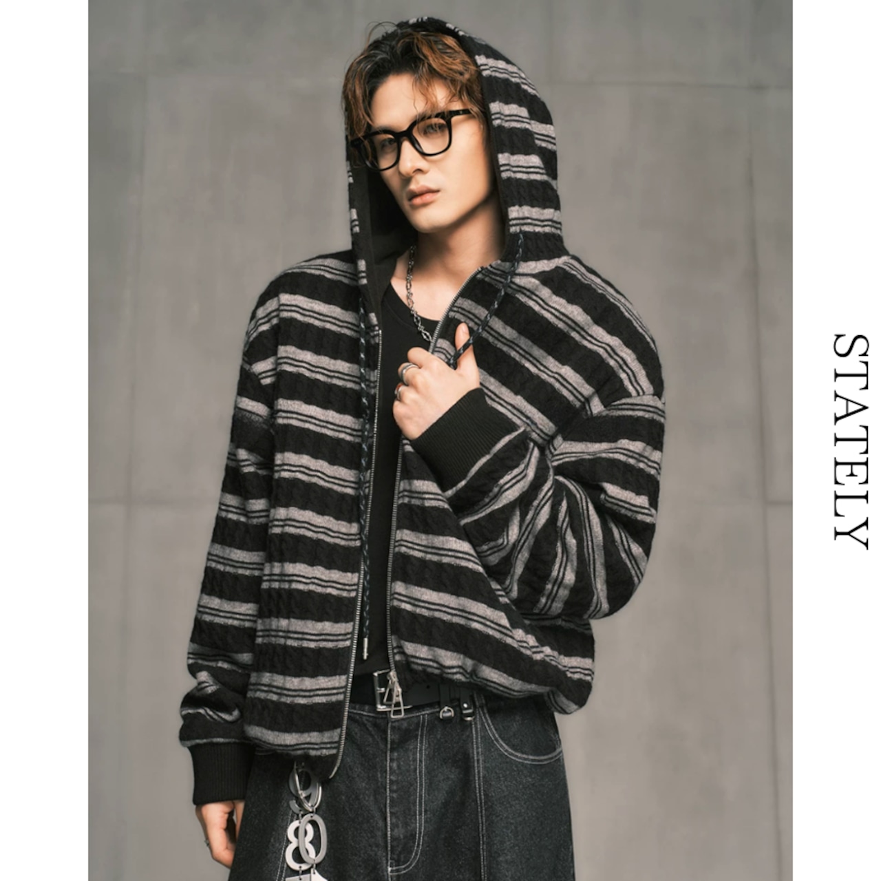 Cable Stripe ジップアップフーディー/4color__T09・画像5