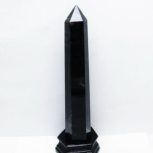 1Kg モリオン 黒水晶 六角柱 台座付属 一点物 152-4057