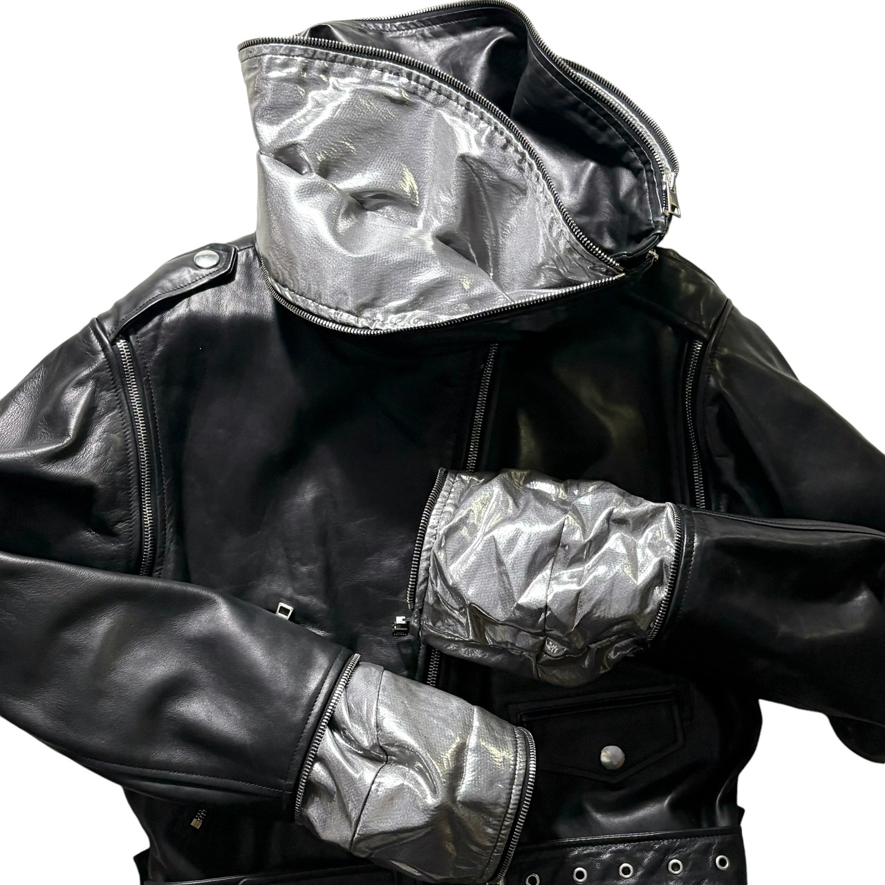 JEAN PAUL GAULTIER unusual deformation leather riders jacket