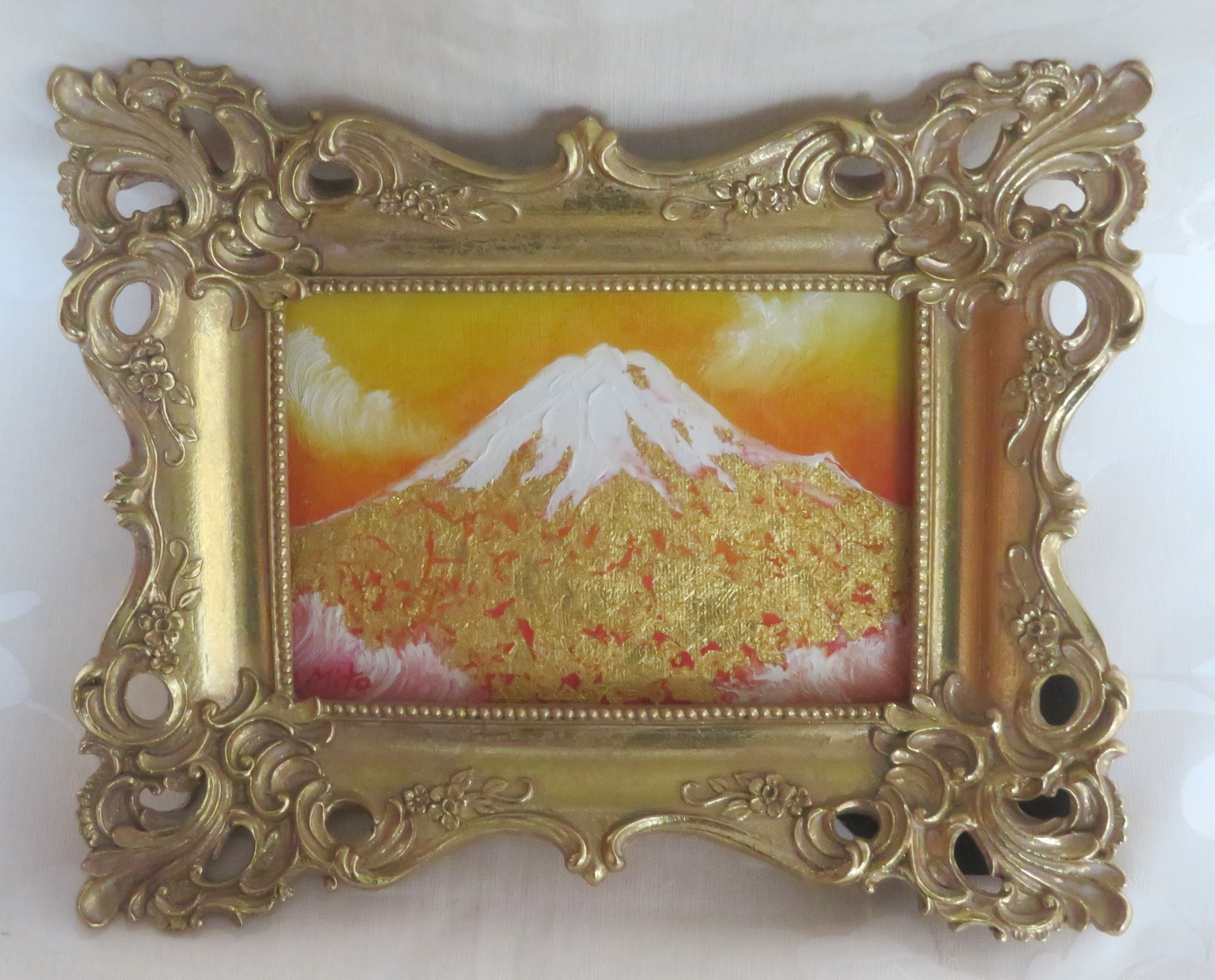 黄金の富士山 R5－20 ﾀﾞｲﾔﾓﾝﾄﾞﾍｯﾄﾞ】油絵+純金24k金箔 F3号 真