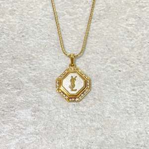 YVES SAINT LAURENT イヴサンローラン ロゴネックレス ラインストーン ゴールド アクセサリー 5873-202201