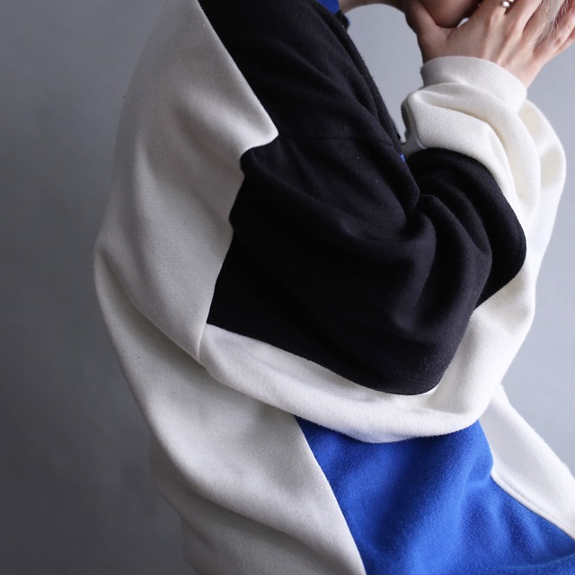 switching  color half-zip sweat pullover