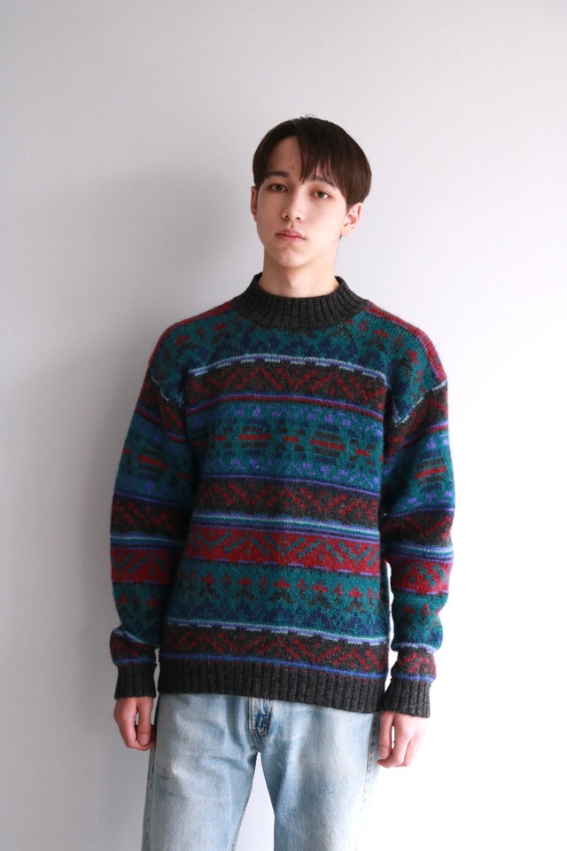 Vintage mohair mixed pattern knit