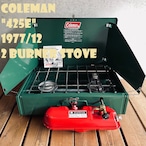 コールマン 425E ツーバーナー 赤タンク コンパクト 1977年12月製造 ビンテージ ストーブ 70年代 2バーナー COLEMAN キャンプ ホワイトガソリン 美品