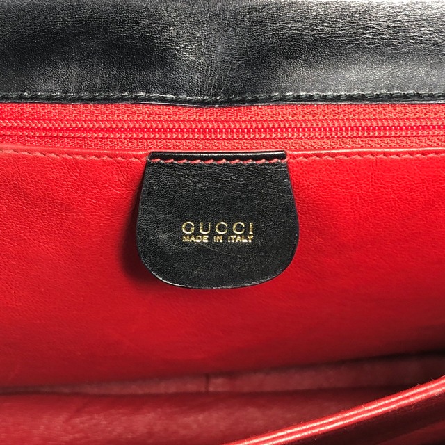 GUCCI グッチ ハンドバッグ ブラック レディロック レザー vintage ヴィンテージ オールド as68jk