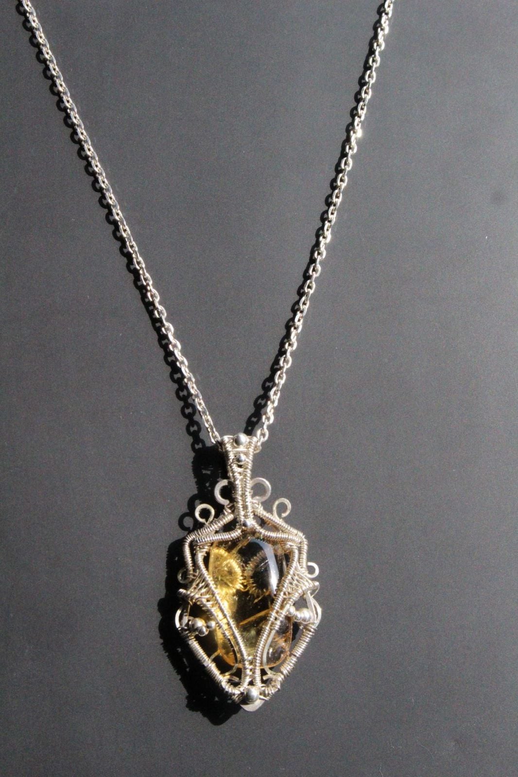 Citrine silver925 wirewrapping pendant