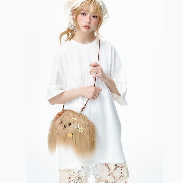 Yangマルチーズ犬ぬいぐるみショルダーバッグ 2s