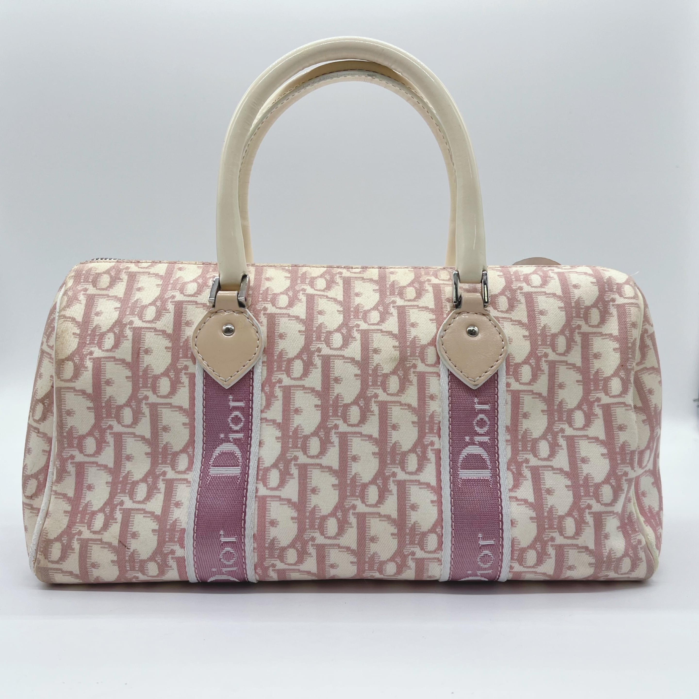 Dior】ディオール トロッター柄 フラワー ハンドバッグ ピンク