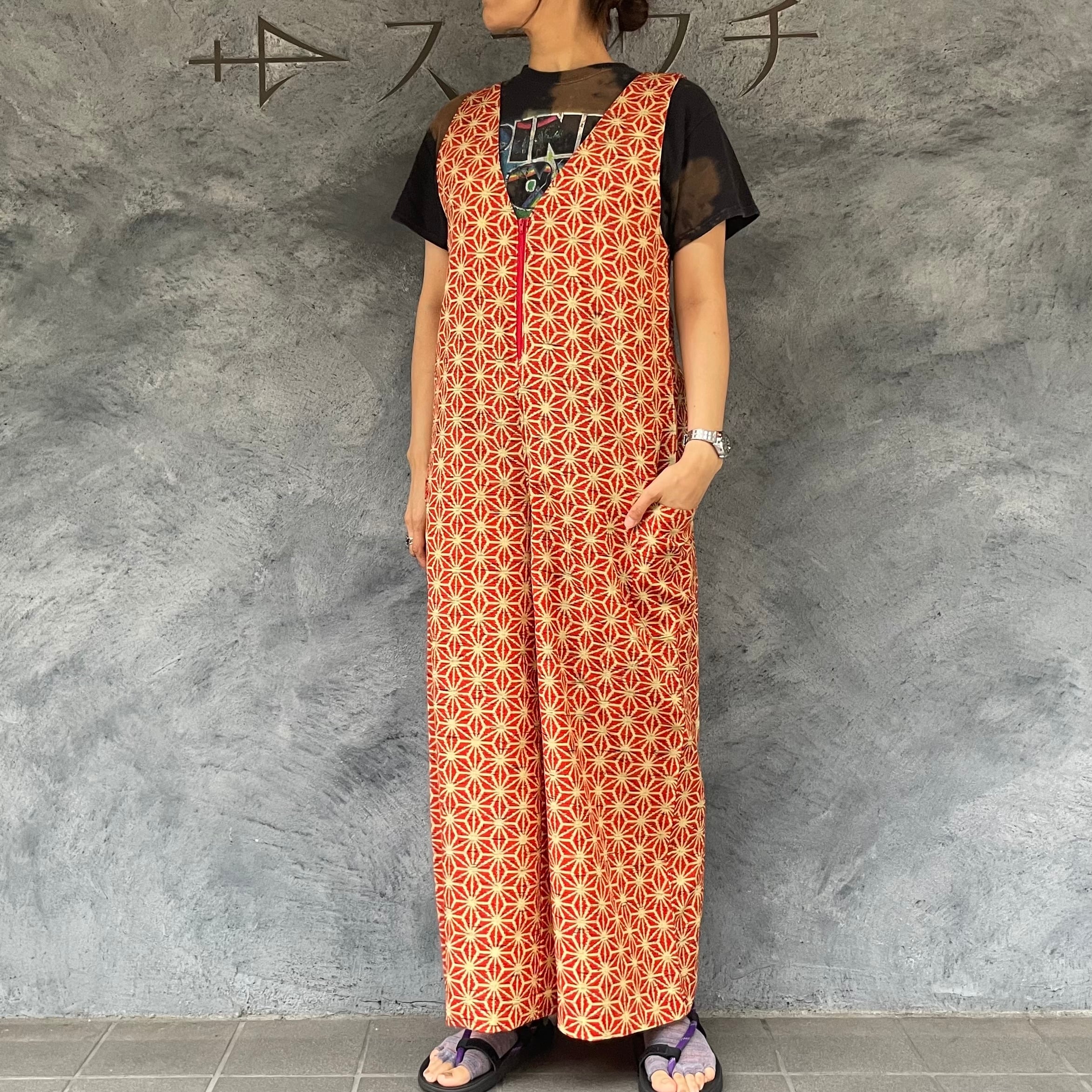 着物リメイクワイドサロペット- kimono wide overall